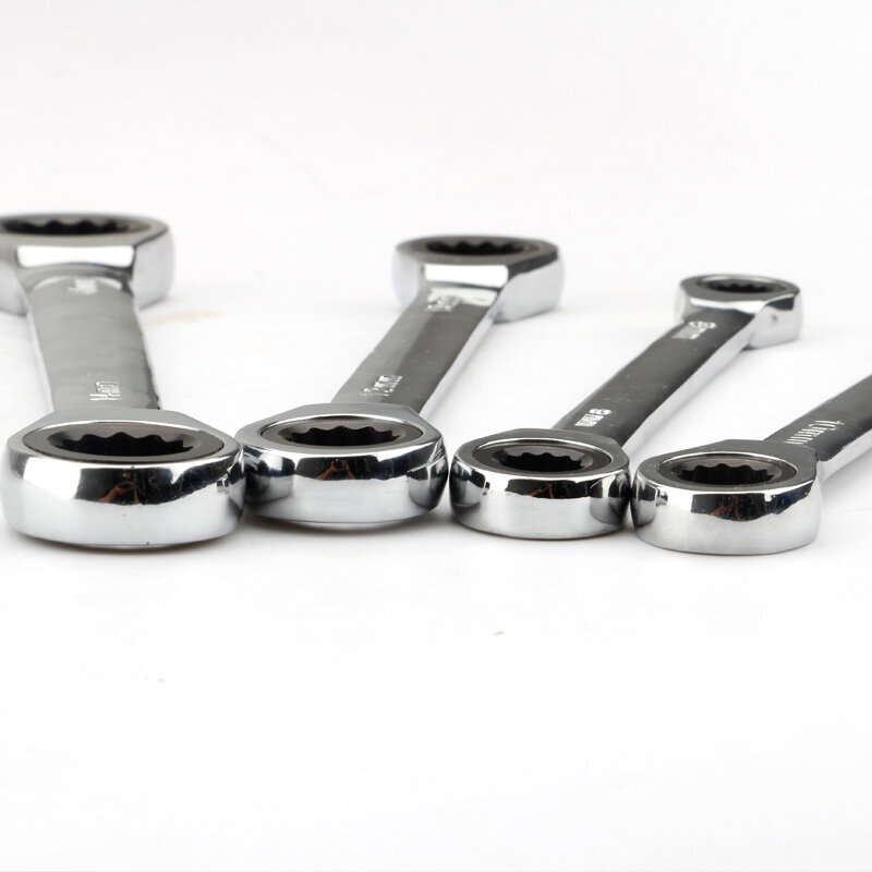 Chrome Vanadium Ring Double Head Ratchet Wrench Reversible 8-9-10-12-13-14-15-16-17-18-19mm Ratchet Combination Spanner Set