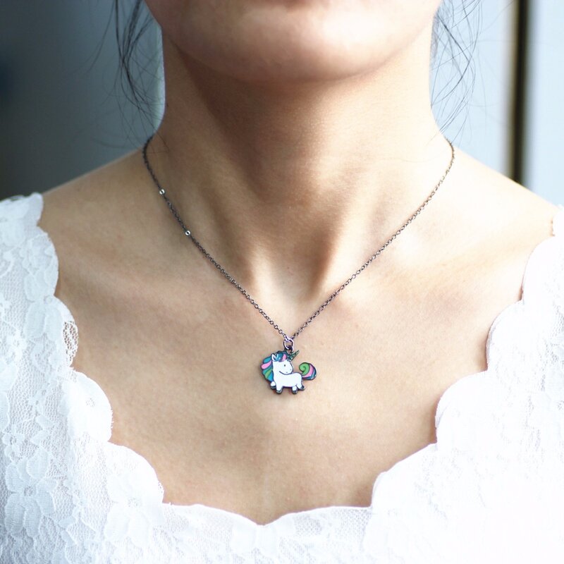 Timlee N056 – colliers en métal avec motif licorne et cheval arc-en-ciel, bijoux à la mode, vente en gros, livraison gratuite