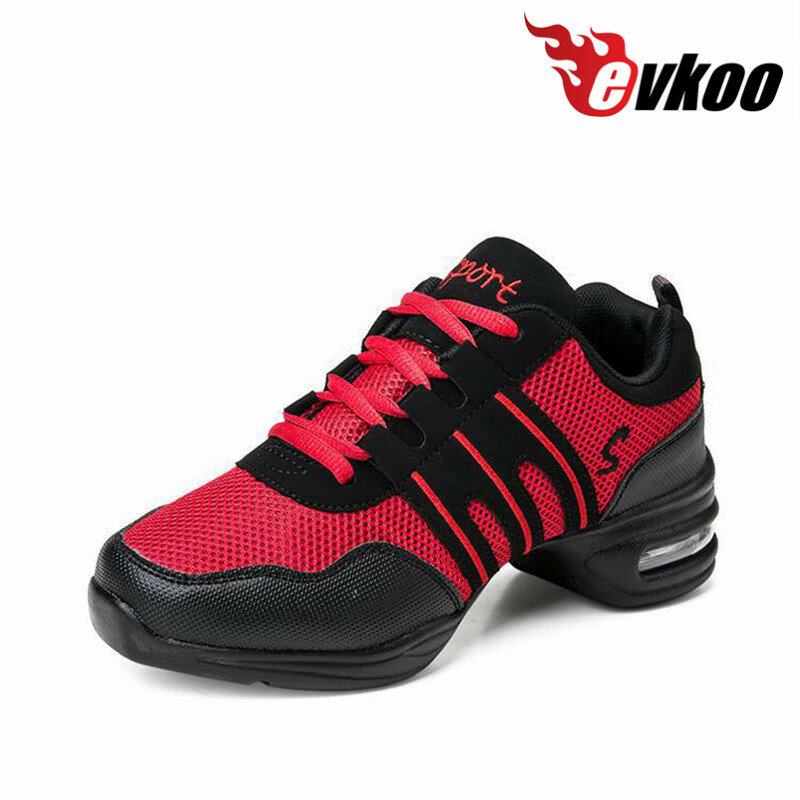Scarpe da ballo da donna Sneakers da ballo Jazz Hip Hop rosso bianco suola morbida traspirante comode scarpe sportive da ballo flessibili J-002 fai da te