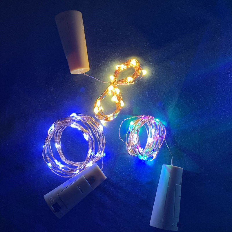 إكليل إضاءة LED مصنوع من الأسلاك النحاسية والفلين وزجاجات النبيذ والديكور المنزلي وعيد الحب والزفاف والكريسماس