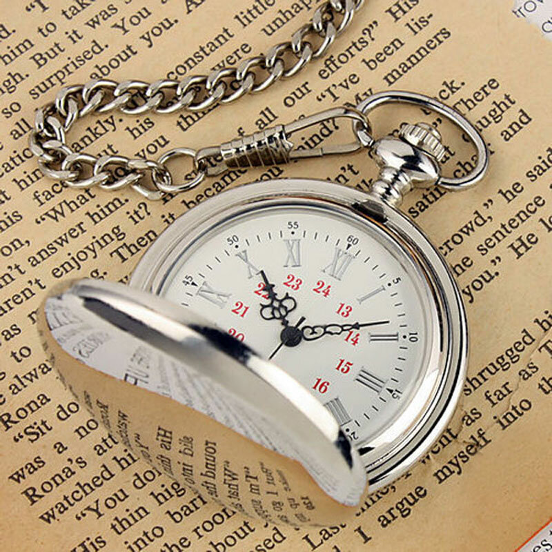 2018 srebro Smooth kwarcowy zegarek kieszonkowy mężczyzna kobiet naszyjnik zegar metalowe zegarki ze stali nierdzewnej wisiorek z krótki łańcuszek prezenty
