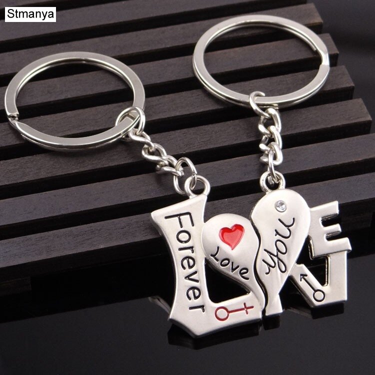 New Trendy Hot Sale one Pair Key Chain Alloy Arrow Bow Love Keyrings Key Chains Lovers Ring Couples keychain for Gift 17343