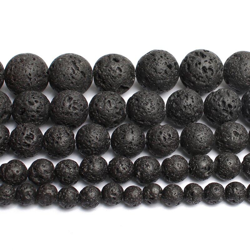 Hurtownie 4/6/8/10/12mm naturalny czarny kamień lawowy wulkanicznej okrągłe koraliki 15.5 "wybierz rozmiar do tworzenia biżuterii DIY bransoletka