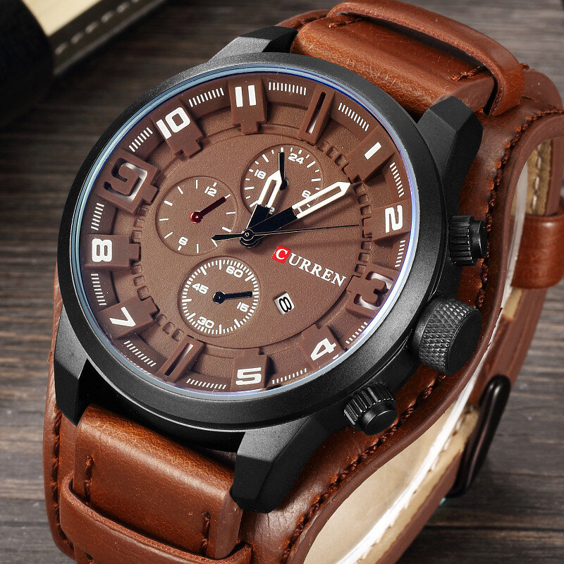 Curren 8225 кварцевые часы для военных мужчин s часы лучший бренд Роскошные мужские наручные часы с кожаным ремешком повседневные спортивные муж...