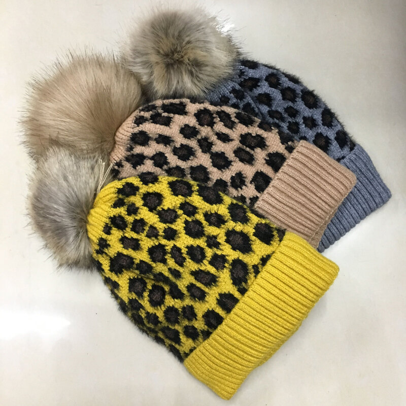 Luxe merk nieuwe designer animal gebreide mode vrouwen winter herfst skullies mutsen met pom pom hoed fleece LL190516