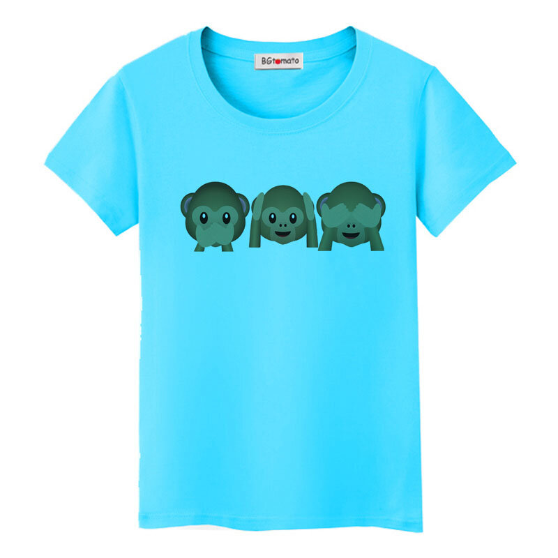 Футболка BGtomato с принтом «Три обезьяны», забавная летняя футболка, Симпатичные футболки в стиле кэжуал, рубашки обезьяна