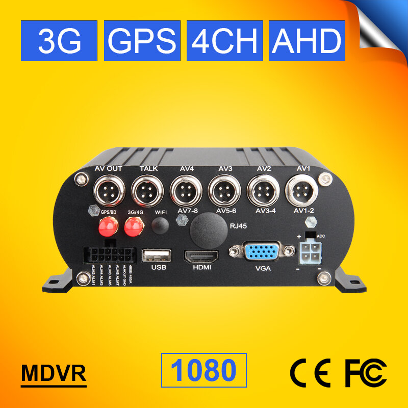 3G + GPS 4CH HDD AHD DVR Mobile Gratis Pengiriman Realtime Video Jarak Jauh GPS Tracker I/O Loop 1080P Rekaman 24 Jam Pemantauan HD Mdvr