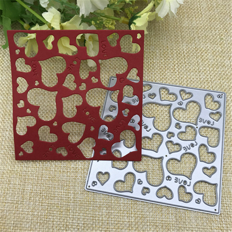 Quadrat herz Metall Schneiden Stirbt Schablonen Für Die Karte Dekorative Präge Anzug Papier Karten Stempel DIY