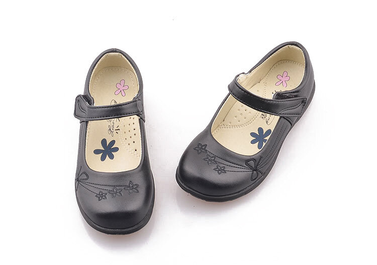 New fashion Girls Leather Shoes Black Autumn Anti Slip Flat with Kids Party Wedding Princess Shoes for Girls school shoes