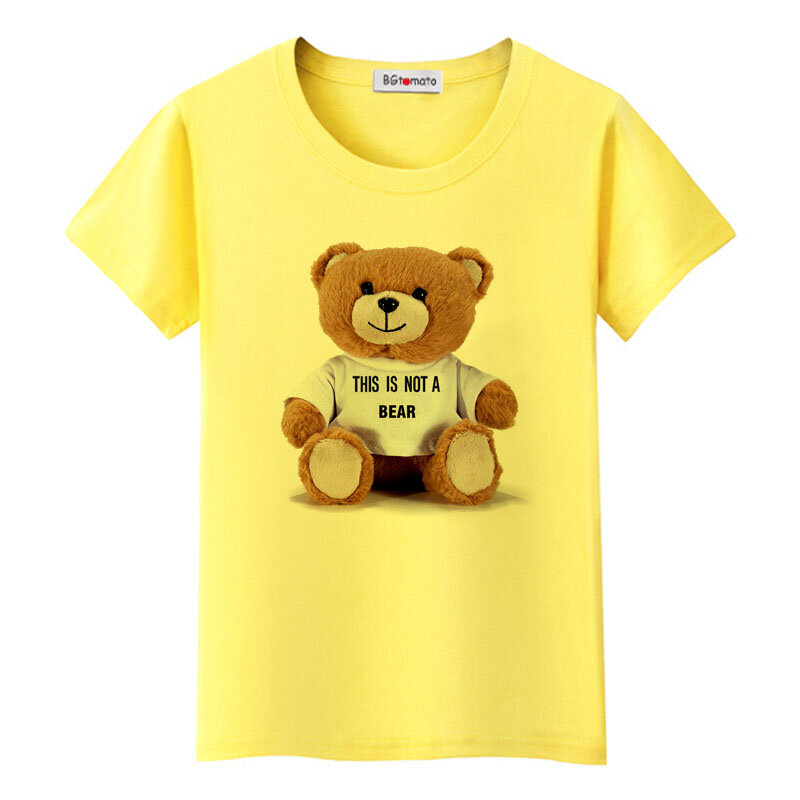 Bgtomato famosa estrela urso de pelúcia camiseta nova marca roupas de verão feminino adorável urso topos & camisetas de algodão casual