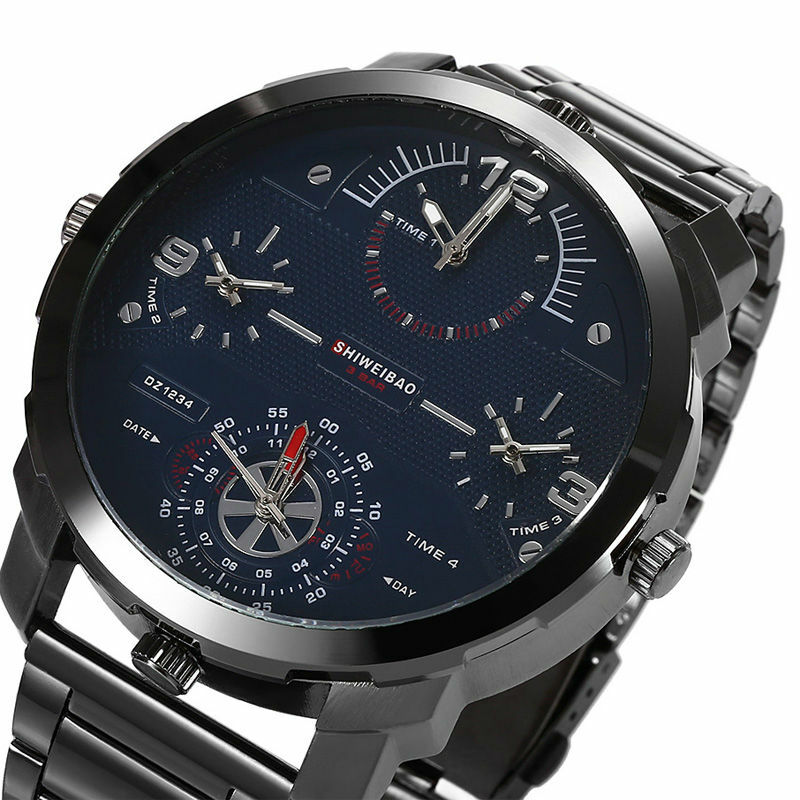 Shiweibao часы мужской роскошный бренд часов повседневные кварцевые наручные часы полностью стальные Четыре часовых пояса Военные Relogio Masculino часы