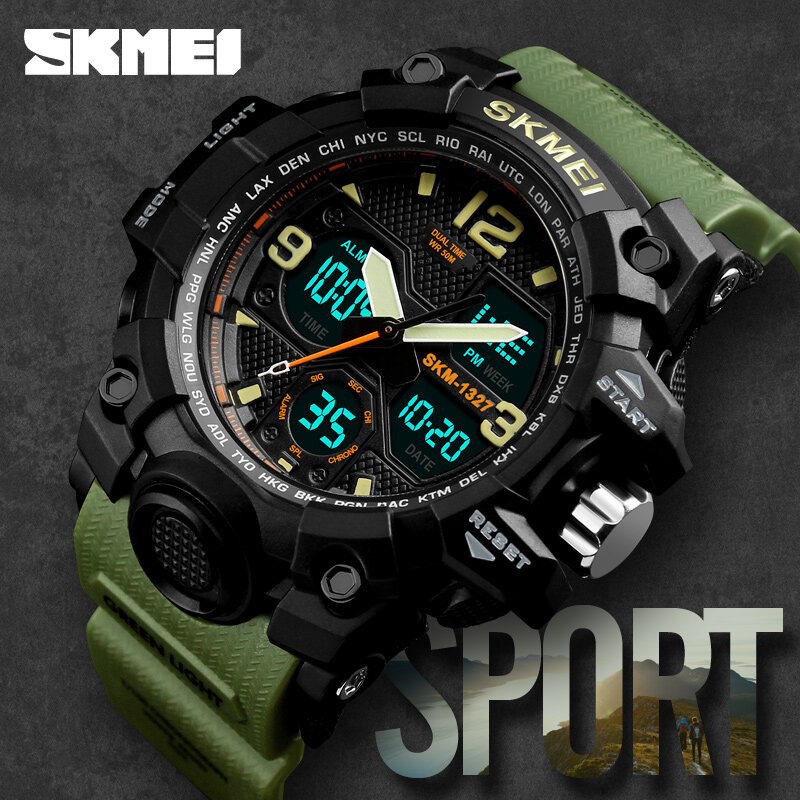 Mannen Sport Horloges SKMEI Merk Dubbele Tijd Elektronische Quartz Horloge Watwrproof Militaire horloges voor Mannen relogio masculino