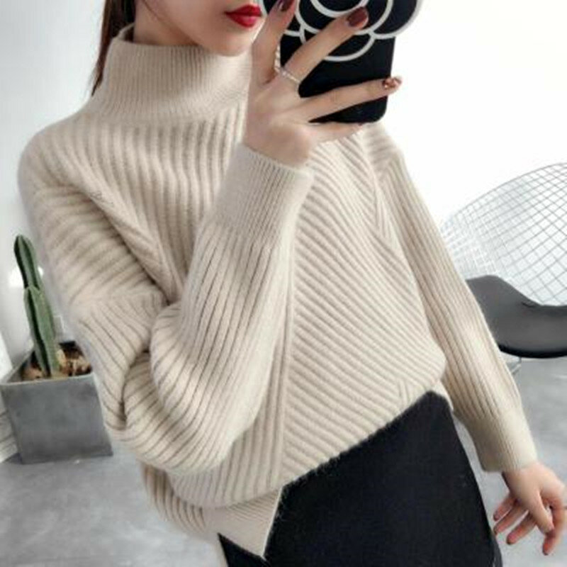 Baru 2020 Musim Gugur dan Musim Dingin Wanita Sweater Pullover Turtleneck Sweter Tebal Lengan Panjang Pullover dan Sweater Atasan Wanita Kasual