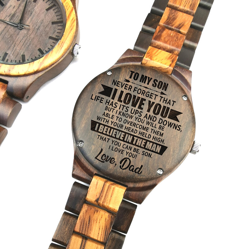 TO MY SON ENGRAVED WOODEN WATCH I BELIEVE IN THE MAN THAT YOU CAN BE