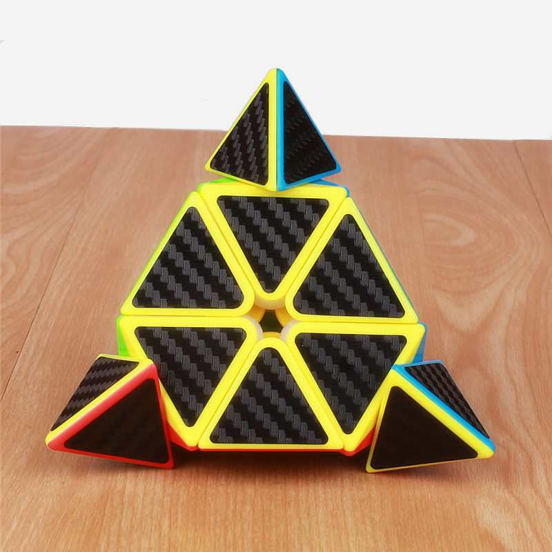 Moyu mofangjiaoshi cubo mágico de pirámide, pegatinas de fibra de carbono analógicas, cubos de velocidad, rompecabezas profesional, cubos de pirámide, juguete triangular