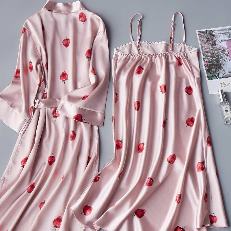 2PCS Set Seksi Malam Gaun untuk Wanita Dalam Baju Tidur Pakaian Dalam Wanita Sutra Baju Tidur Tanpa Lengan Baju Tidur Baju Tidur Musim Panas Homewear