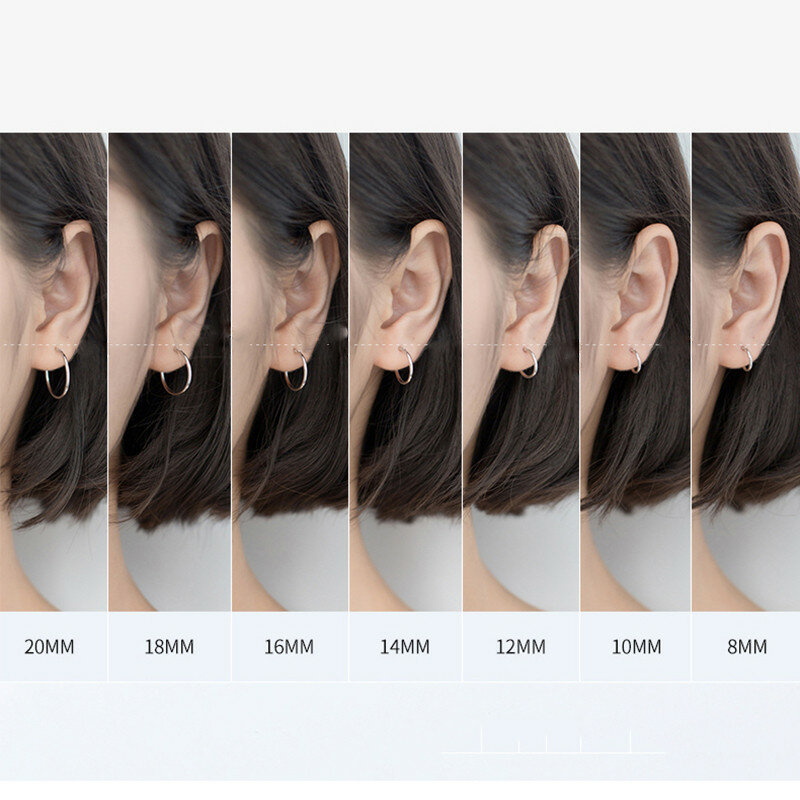 SOFTPIG-Boucles d'oreilles créoles rondes minimalistes en argent regardé 925 véritable pour femmes, bijoux fins géométriques, accessoires de fête, mode 2019