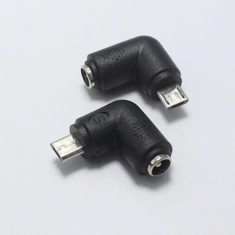 EClyxun 1pcs 5.5 x 2.1 mm Female to Mini / Micro USB Male 5 Pin DC Power Plug 90 / 180 Degrees Connector Adapter for V8 Android