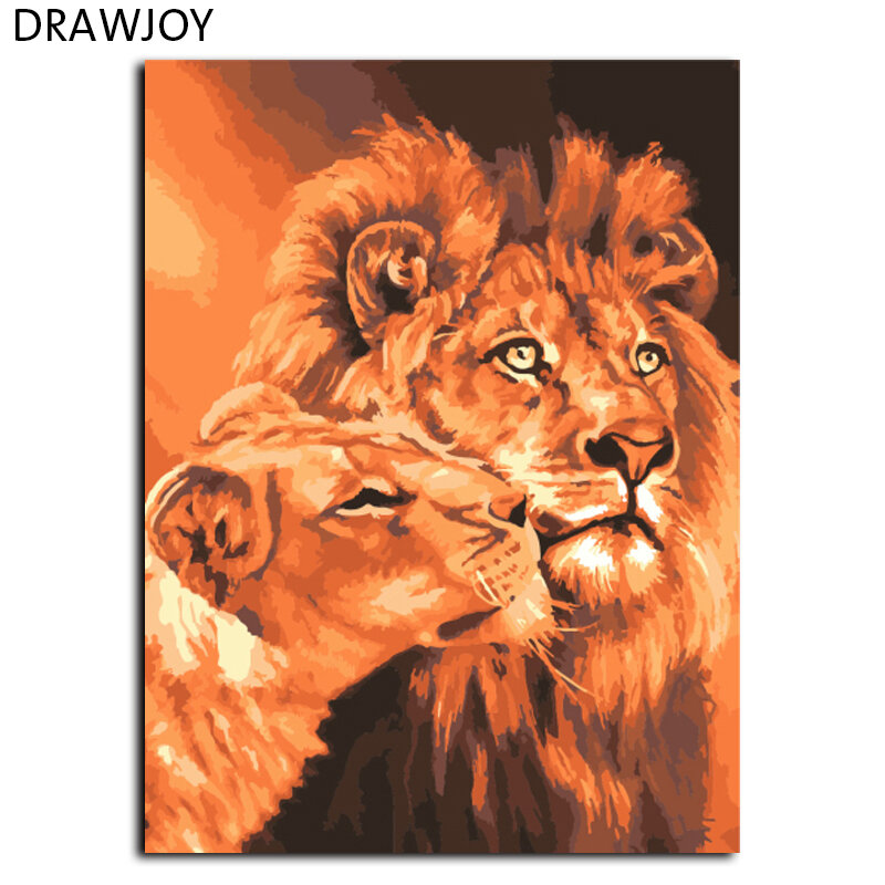 Frameless Lion Kings DIY Oil Painting By Numbers Kits Drawing Paint On Canvas Wall Art Picture For living Room GX7279 40*50cm