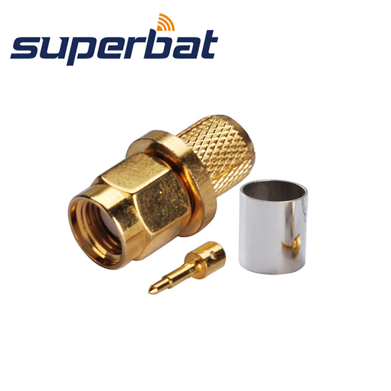 Superbat 10pcs SMA Crimp Male Straight for 50-5 Cable Goldplated RF Coaxial Connector