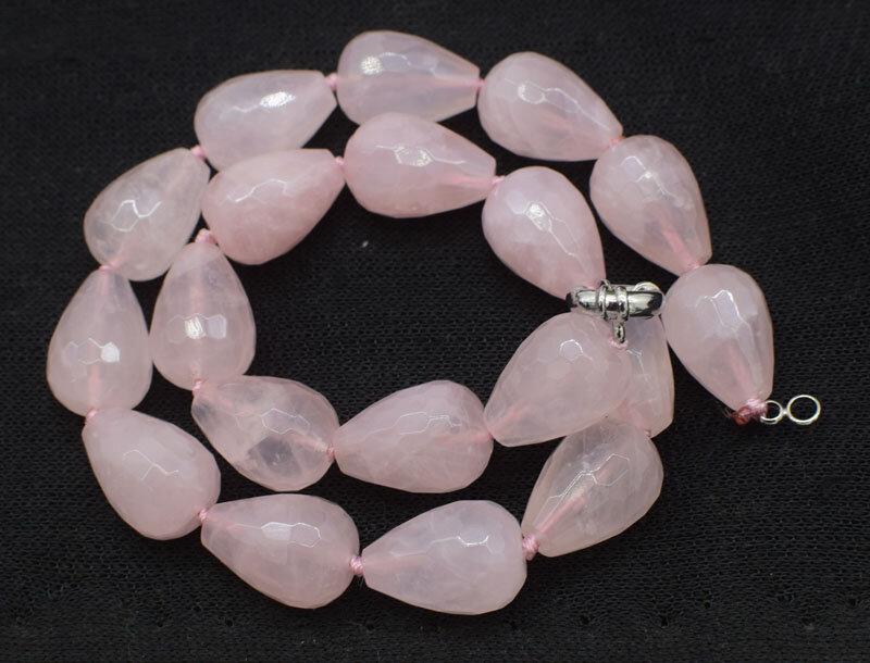 ROSE QUARTZ pink   drop faceted 15*20mm  necklace wholesale beads 17inch gift FPPJ