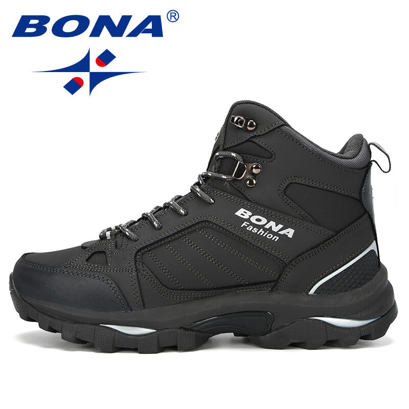 BONA – bottes en cuir antidérapantes pour homme, chaussures confortables pour le printemps et l'automne, bottes de neige courtes en peluche, semelle extérieure Durable