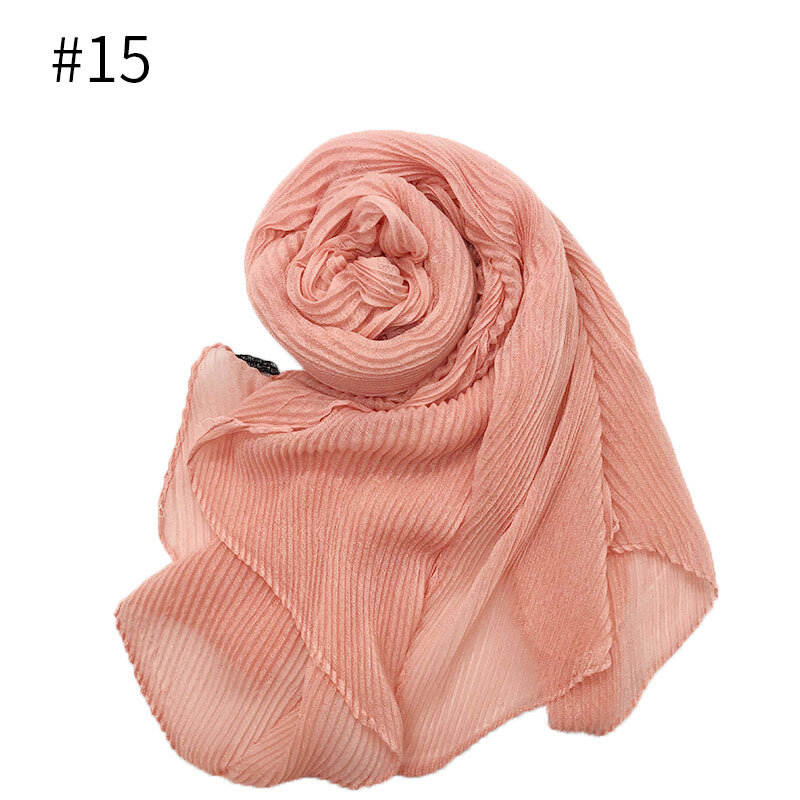 Art und weise Faltete Hijabs Elegante Lange Schal Wrap Plain Muslimischen Kopftuch Herbst Winter Frauen Runzlig Bescheidenheit Headwrap Weich Muffler