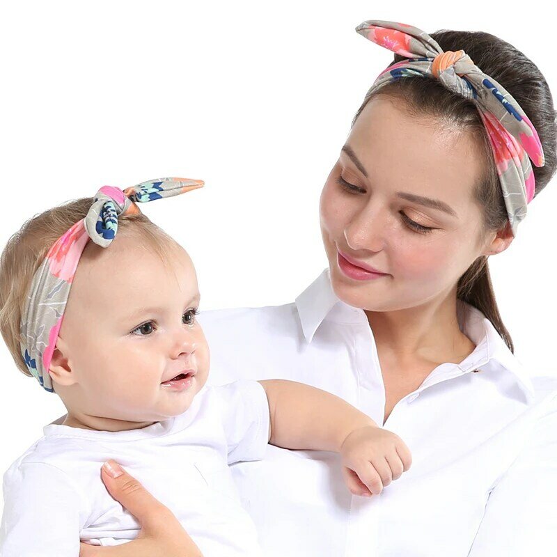 Nowe kolorowe Boho noworodka maluch pałąk wstążka elastyczna tkanina 2 sztuk/zestaw matka dekoracyjne nakrycie głowy dla dziecka dzieci kokardka dla dziewczynek węzeł opaski do włosów
