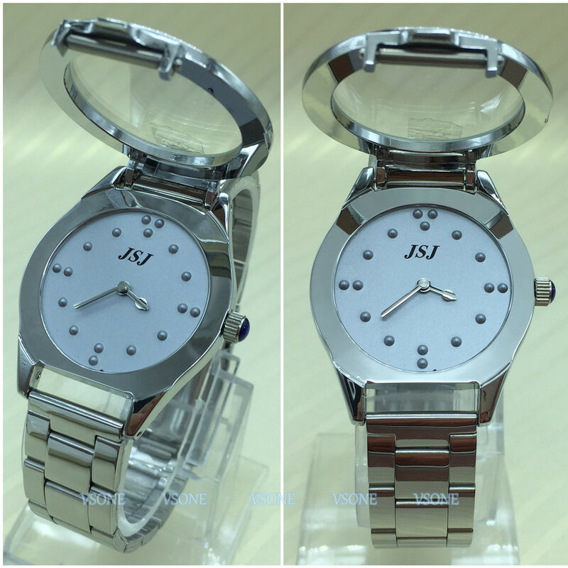 Тактильные часы с брайлем для слепых людей или пожилых людей, серый циферблат (для мужчин)