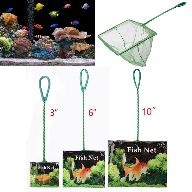 Rede de peixe quadrada portátil com alça longa Acessórios de aquário Rede de aterragem de aquário Rede de pesca para objetos flutuantes de peixes Ferramenta de limpeza