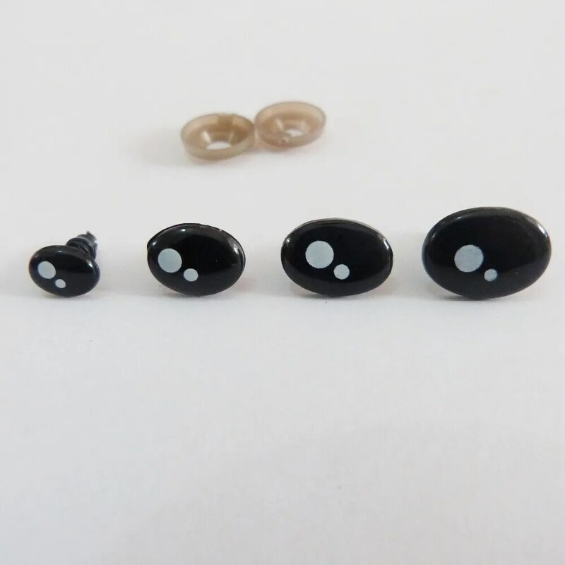80pcs/lot 9x7mm/8x11mm/9x12mm/10x14mm/12x16mm oval animal toy eyes plastic safety eyes + soft washer for doll accessories-