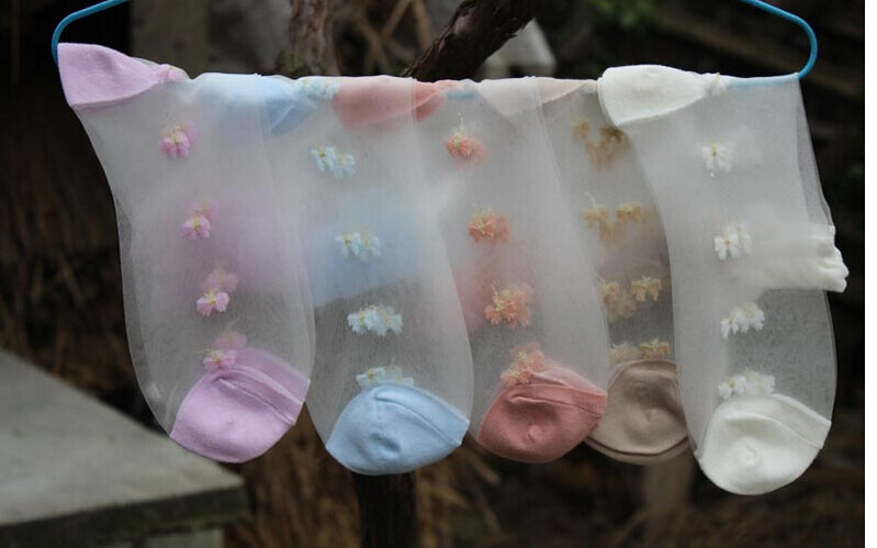 Chaussettes en coton et soie pour femmes, 10, paires/lot, style coréen, broderie de fleurs en verre, collection printemps-automne