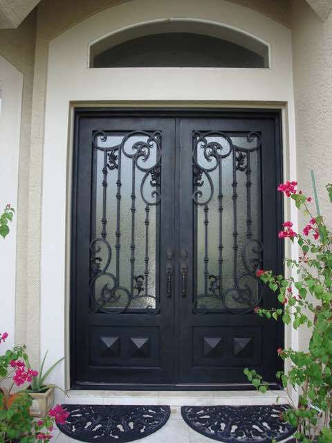 Puertas de hierro forjado, venta al por mayor, puertas dobles de hierro, puertas delanteras de hierro, hc11