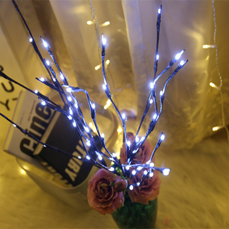 LED Willow สาขาโคมไฟดอกไม้ไฟแบตเตอรี่ AA Powered 20หลอดไฟบ้านคริสต์มาสปาร์ตี้ตกแต่งสวนคริสต์มาสวันเกิดของขวัญของขวัญ