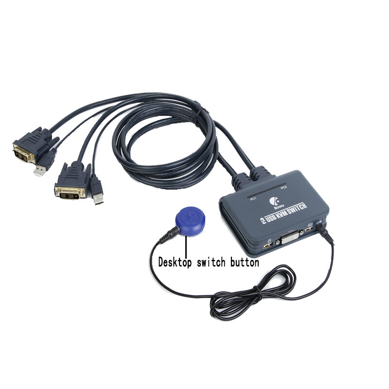 Przełącznik DVI z przełącznikiem przewodowym 2 w 1 na Monitor mysz i klawiatura USB udostępnianie przełącznik Kvm ekran komputera HD