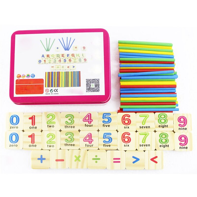 어린이 나무 숫자 스틱 계산 장난감 어린이 수학 퍼즐 장난감 아기 수학 교육 도구 소년 소녀 교육 학습