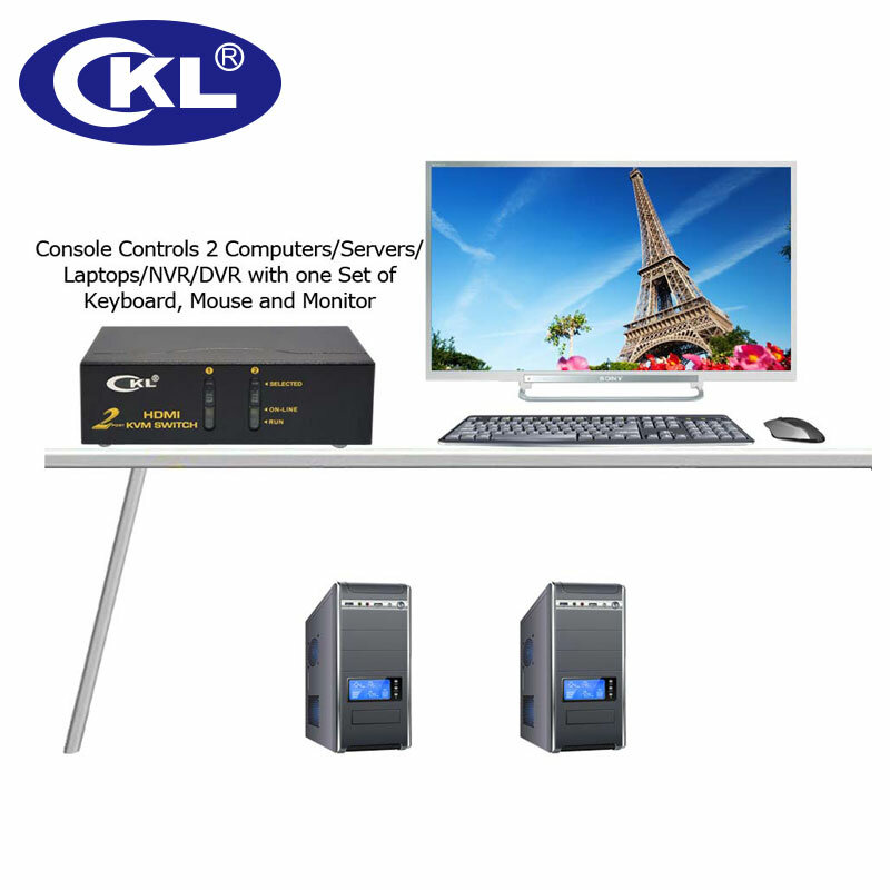 KVM-conmutador de teclado y ratón para ordenador portátil, conmutador con 2 puertos HDMI, DVR, 1080P, CKL-92H