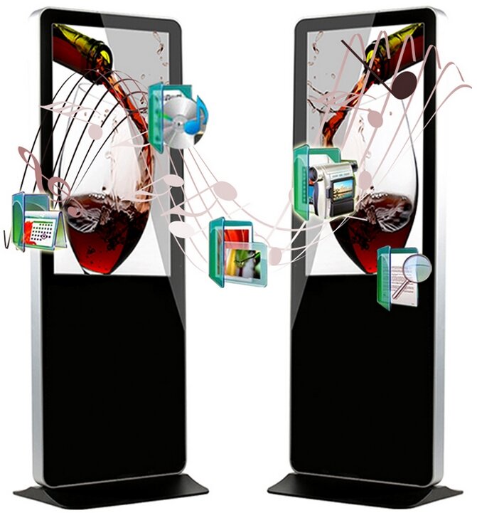 55-дюймовый напольный интерактивный мультисенсорный цифровой ЖК-дисплей