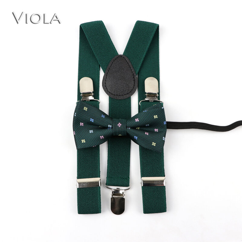 Stylish Lovely Children Soild Suspenders Cartoon Bowtie Set Polyester Butterfly kids Y-Back Braces Belt Bow Tie Adjustable New