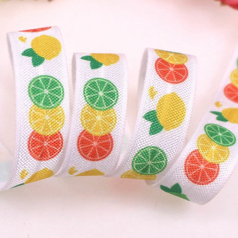 5/8" Heat transfer watermelon lemon fold over elastic foe elastic welcome custom printed