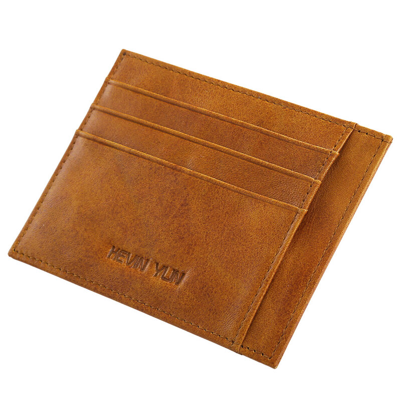 Porte-cartes Slim en cuir véritable pour hommes, étui de carte de crédit, portefeuille