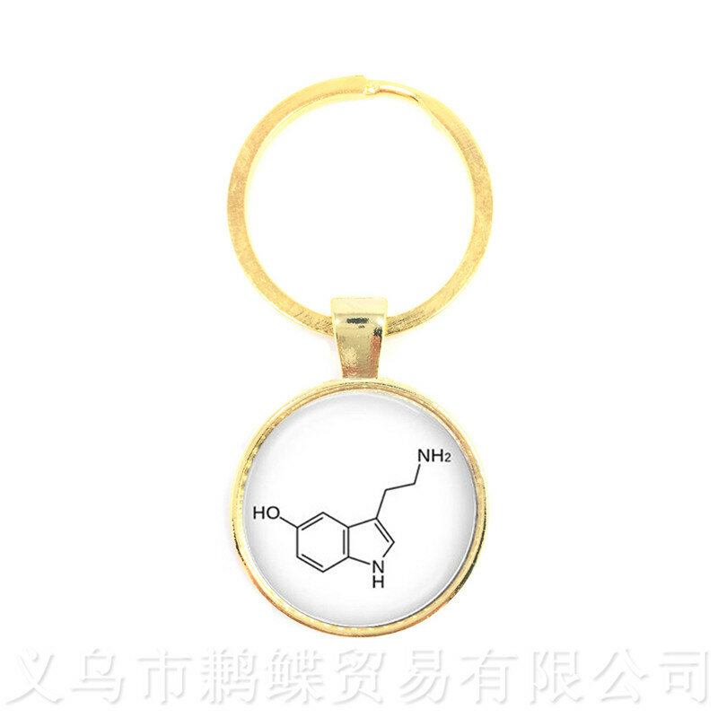 سلاسل المفاتيح السيروتونين الصيغة الكيميائية ، قلادة طالب الكيمياء والبيولوجية ، مجوهرات هدية إبداعية