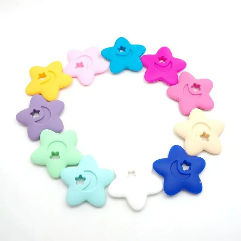 Chenkai 50PCS Safety Silicone Baby Teether Star Shape Training Tooth Chews Training Toys Infant Teether Massager Baby Tooth Care