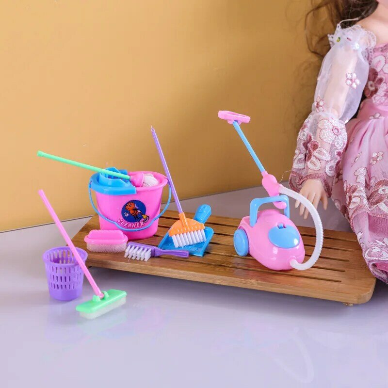 Kit de limpeza de casa de brinquedo infantil, brinquedo clássico de casa de brinquedo para crianças