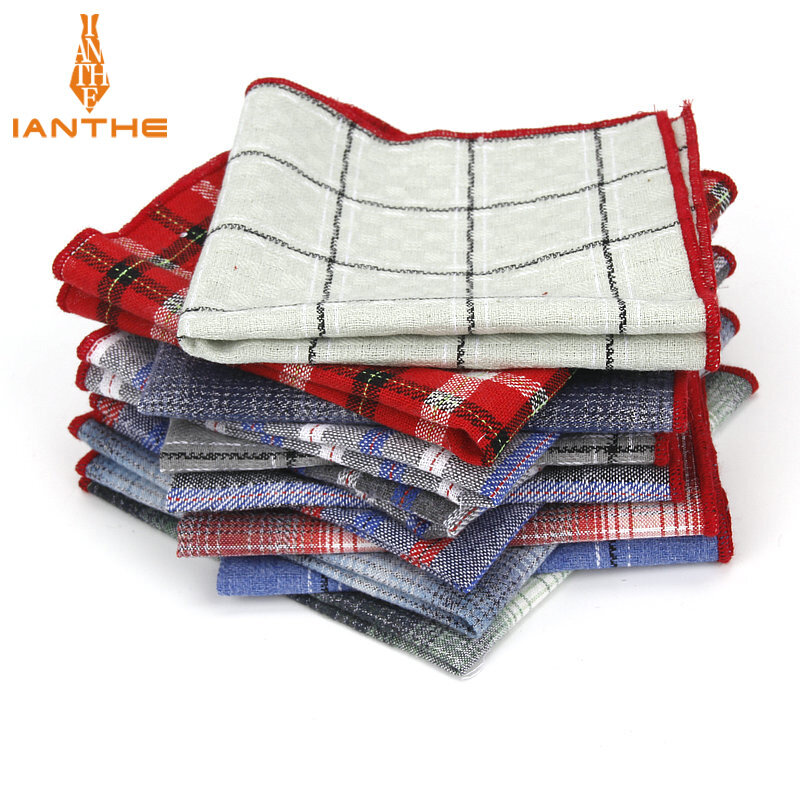 Marke Hohe Qualität Taschentuch Schals Plaid Business Anzug Taschentücher 100% Baumwolle Casual männer Streifen Tasche Platz Taschentücher