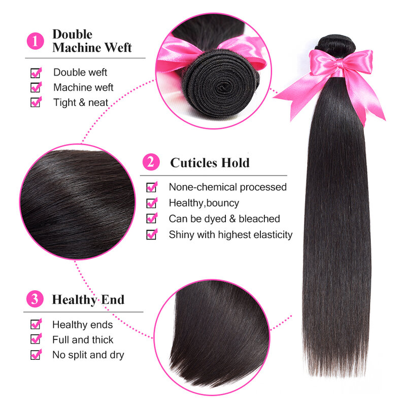Brazilian Straight Hair Weave Bundles Straight Hair Bundles Human Hair Extension 10-30 inch Can Buy 1/3/4 Bundles ISEE HAIR