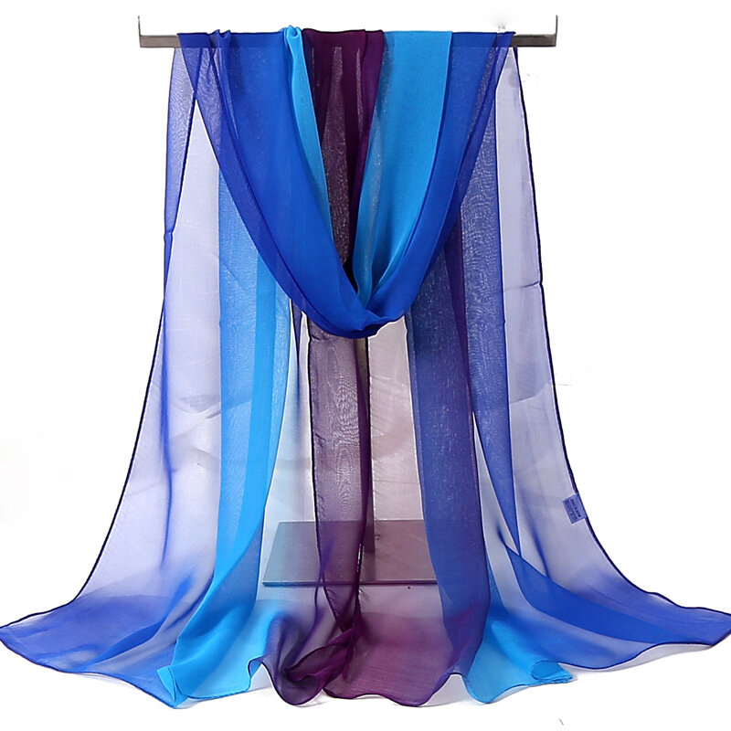 Georgette-bufanda larga de gasa para mujer, chal elegante de Color degradado, Hijab, 50x160cm, M292