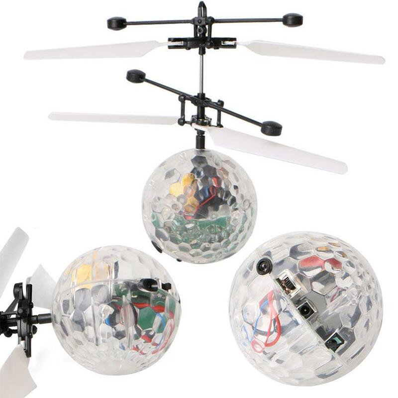 Bola voladora RC bolas de vuelo de chico luminoso aeronave electrónica de inducción por infrarrojos juguetes de Control remoto luz LED Mini helicóptero