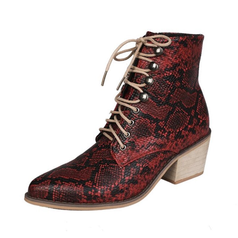 Ho Heave/женские ботинки модные женские зимние ботинки с острым носком Удобная с квадратным каблуком обувь со змеиным принтом женские нескольз...