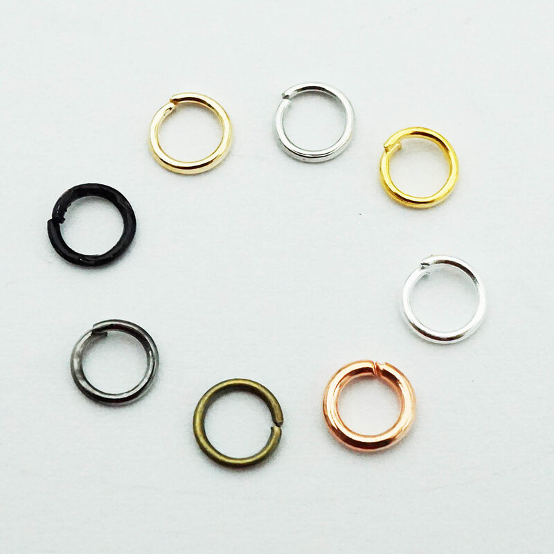 100-300 unids/lote de anillos de salto de círculo abierto de plata/kc, oro/Negro/bronce/dorado, bucle único abierto para collar, pulsera, fabricación de joyas DIY